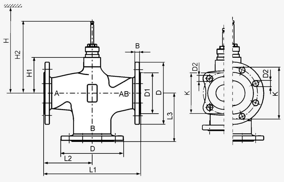 Размеры клапана Siemens VXF22.40-16