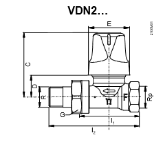 Размеры клапана радиаторного Siemens VDN215