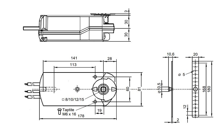 Размеры привода Siemens GNA326.1E/T12
