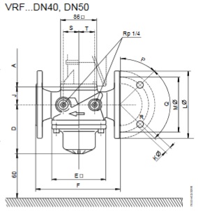Размеры клапана Siemens VRF10.804