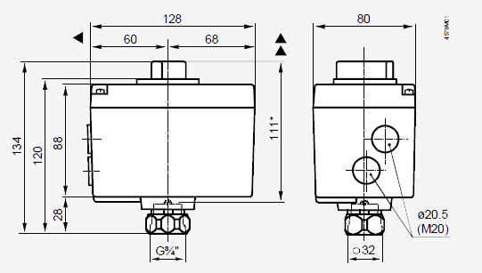 Размеры привода Siemens SQD85.03