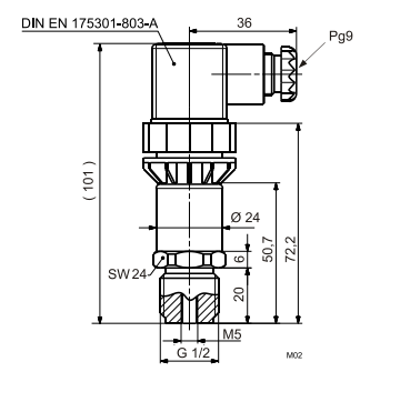 Размеры датчика Siemens QBE2103-P10