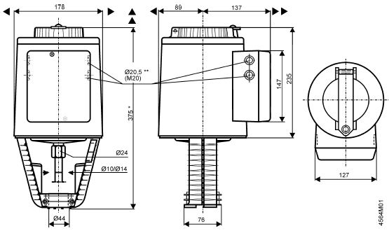 Размеры привода Siemens SKC82.61U