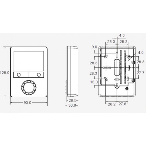 Размеры термостата Siemens RDG110