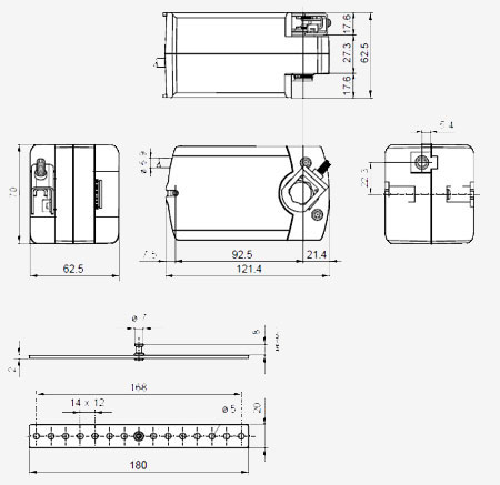 Размеры привода Siemens GQD161.1A