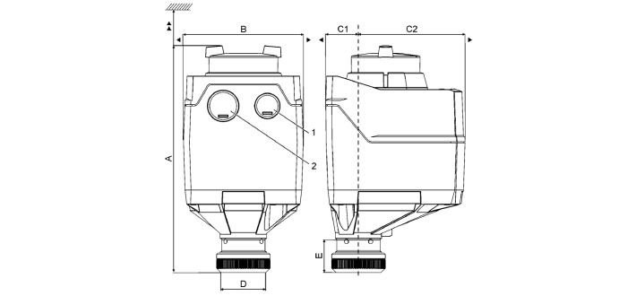 Размеры привода Siemens SAT61.008