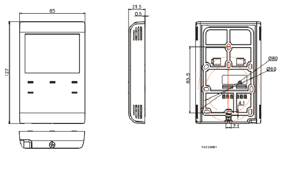 Размеры термостата Siemens RDE100